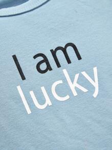 Mały chłopiec 3pcs Grafika ze sloganem Kombinezony - Niebieski - Zobacz 6