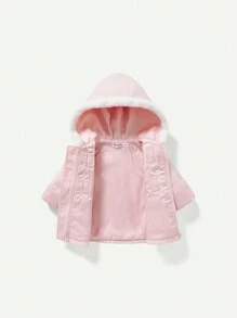 Baby Girl Hooded Duffle Overcoat - Pink - View 3