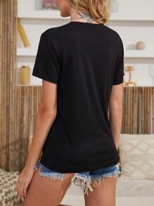 INAWLY Women's Fashionable Summer Short Sleeve T-Shirt With Usa Print Graphic Tees Women Tops