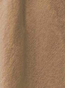 SHEIN VCAY Mùa hè Thời gian rảnh rỗi Đơn giản Mềm mại thoáng khí Đàn hồi Dây thắt lưng Linh hoạt Lỏng lẻo Quần short - Màu Khaki - Xem 7