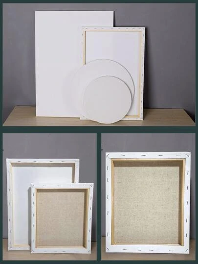Various White Blank Artist Canvas Art Board Plain Painting Stretched Framed Canvas For Oil Painting With Inner Sizes Large & Small Back To School