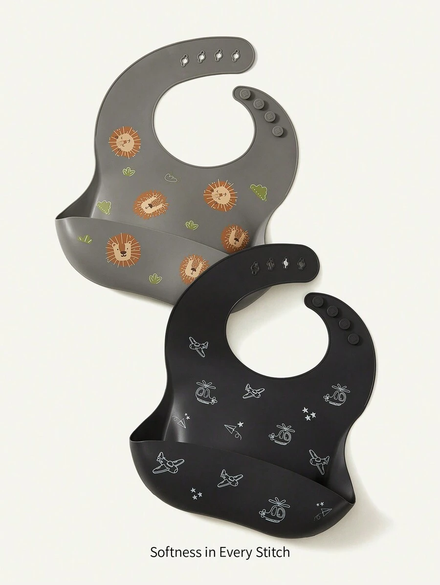 Cozy Pixies 2 pcs Baby Feeding Silicone Bib Set - Multicolor - View 1