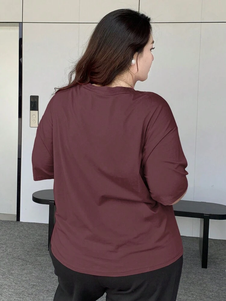 Dazy Plus Plus Size Women's Summer Letter Print Round Neck Short Sleeve Casual Loose T-Shirt Thousand MASTERPIECES OF LABORER