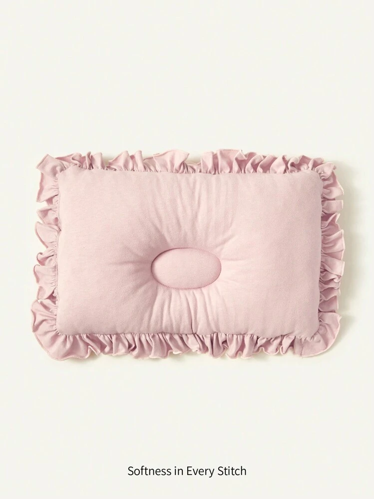 Cozy Pixies 1pc Newborn Pink Ruffled Pillow With Lace Edge Love Valentine - Pink - View 1