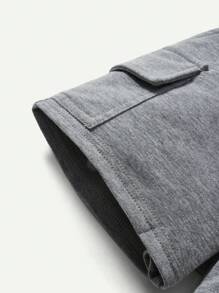 Cozy Pixies Shorts Décontractés Pour Bébé Garçon Avec Étiquette Tissée De Couleur De Bloc, Ceinture Élastique À Poches Latérales