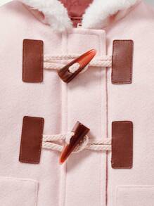 Baby Girl Hooded Duffle Overcoat - Pink - View 6