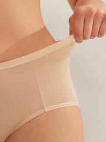 LUVLETTE paquete de 3 bragas básicas de algodón transpirable de tiro alto para mujer - Todo color piel