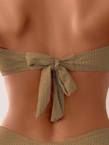 SHEIN Swim Women Fashionable Summer Holiday Style 3D Flower Bikini Set - Khaki - View 13