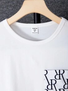 SHEIN 2pcs Tween Boy Letter Print Crew Neck Short Sleeve T-Shirt And Shorts Set - White - View 5