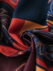 EMERY ROSE 夏季大码女式休闲拼布印花短袖二合一长裙 - 藍色 - 查看 4