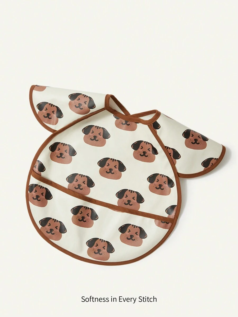 Cozy Pixies 1pc Waterproof Baby Bib With Puppy Design - Multicolor - View 1