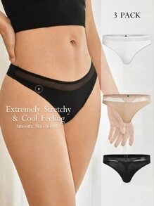 Ocili Leisure 3pcs/Pack Solid Color Adhesive Ladies' Thong - Multicolor - View 1