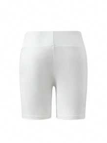 SHEIN Young Girl High Waist Basic Solid Color Five Point Leggings,Summer Travel