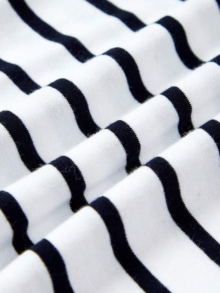 Baby Boy Striped Tee & Button Detail Cord Pinafore Jumpsuit