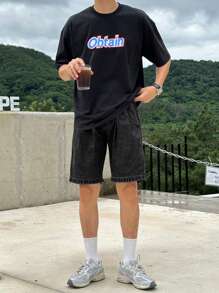 DAZY Men Loose Fit Casual Denim Shorts - Black - View 5