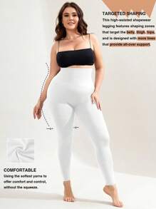 Quần legging cạp cao mềm mại nâng mông giúp thon gọn vòng ba cho nữ cỡ lớn, màu trắng, thích hợp mặc thường ngày vào mùa xuân. - trắng - Xem 6