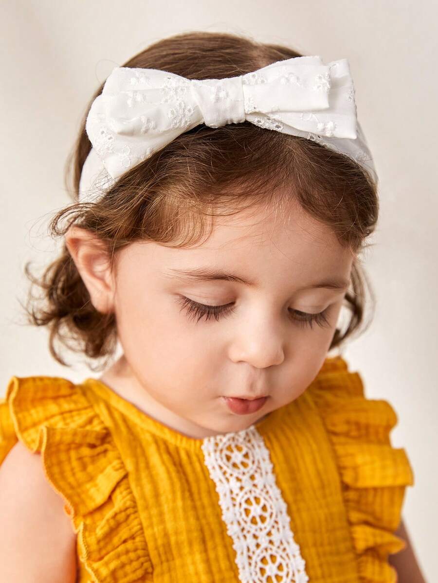 Cozy Pixies 1入組嬰兒蕾絲髮箍 - 白色 - 查看 1