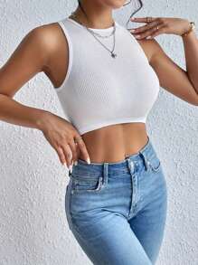 INAWLY Top a canotta solido aderente per donne adatto per l'estate, top da uscita