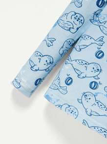 Cozy Pixies Baby Jongens Nauwsluitend Pyjamas , Cartoon dier Gevormd Ronde hals Lange mouwen Top & broek set