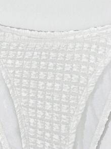 SHEIN Swim Women Fashionable Summer Waffle Pattern Bikini Bottom