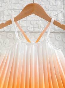 SHEIN Conjunto de pantalones anchos y camisola de estilo dulce de color degradado de verano para niña joven