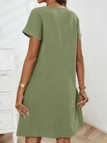 SHEIN LUNE Zipper Neckline Women's Double Pocket Dress