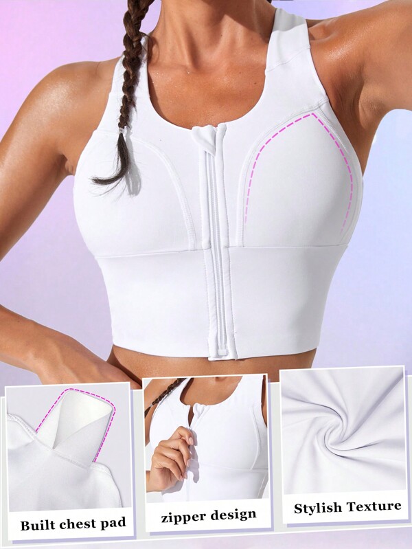 SHEIN Sport Gameset Sutien sport cu fermoar încrucișat la spate