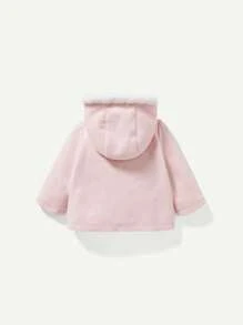 Baby Girl Hooded Duffle Overcoat - Pink - View 2