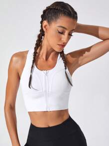 Gameset SHEIN Sport Zip Up Crisscross Back Sports Bra