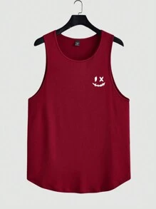 Manfinity Homme Herren 3-teiliges Set für den Sommer im Vintage Sportlich & Lässig-Stil mit cartoon grafischem Muster am Saum und ärmelloser Tanktop, ideal für den Urlaub