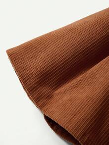 Cozy Pixies 嬰兒女童純色荷葉邊長袖上衣和連體裙套裝 - 棕色 - 查看 8