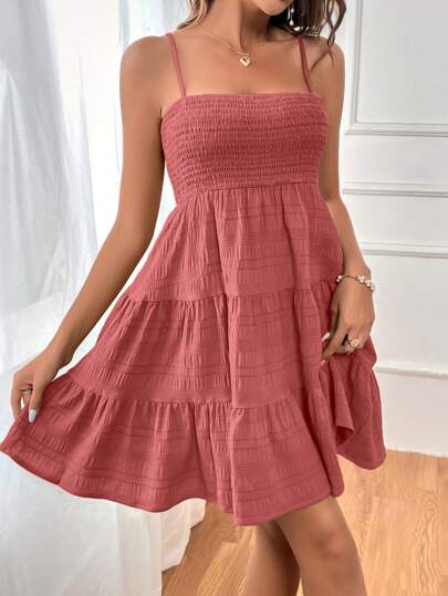 Soleia 夏日休閒荷葉邊露背連衣裙