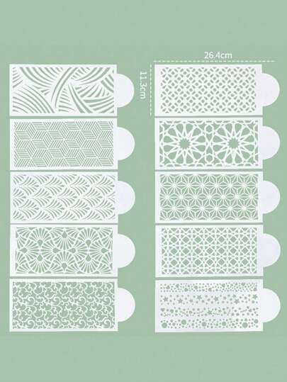 10 st. Tårtdekorering Tips Uppsättningar , Trendigt: Utskurna Detaljer & Mönster Utskrift Form , Lämplig För DIY Bakningsverktyg