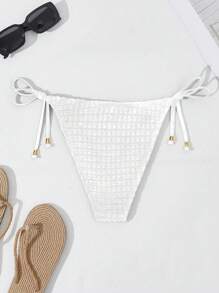 SHEIN Swim Women Fashionable Summer Waffle Pattern Bikini Bottom