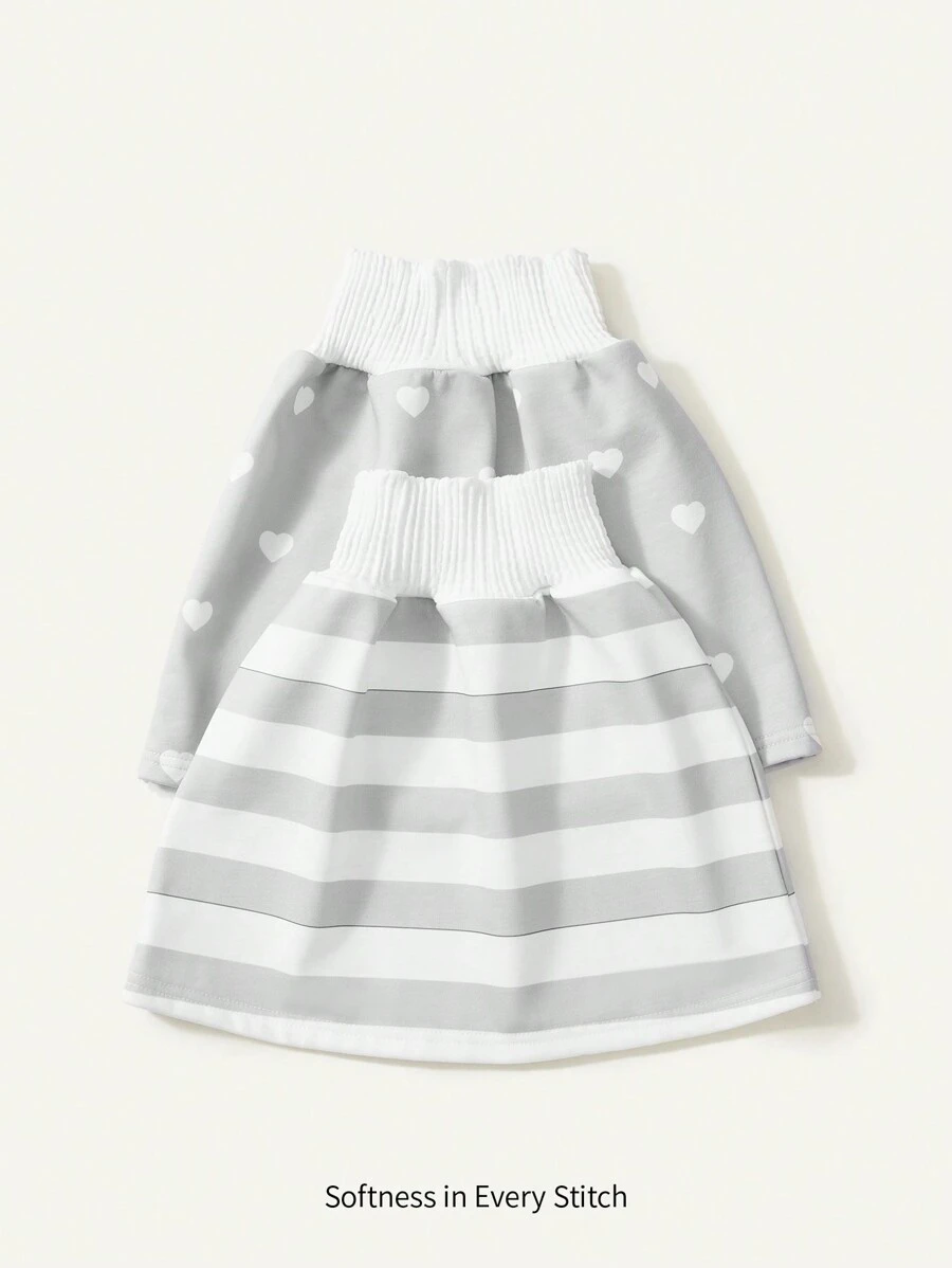 Cozy Pixies 2入組灰色印花嬰兒尿布褲裙 - 灰色 - 查看 1