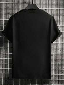 Men Round Neck Casual And Commuting T-Shirt - Black - View 2