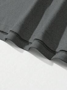 Camiseta informal de manga corta y cuello redondo con estampado de letras para hombres, para el verano - Gris - Ver 4