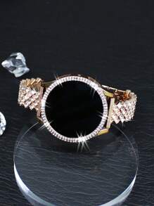 2 In 1 Women'S Samsung Galaxy Strap+Samsung Galaxy Case, Stylish And Shiny Diamond Studded Metal Chain Strap+Sparkling Double Row Diamond Hollow, Anti Drop And Scratch Case, Compatible With Samsung Galaxy Watch 4 5 6 7 Series 40 44mm Convenient And Fashionable Strap Case, Samsung Galaxy Band+Samsung Galaxy Case. Free Length Adjustment Tool - Rose Gold - View 2