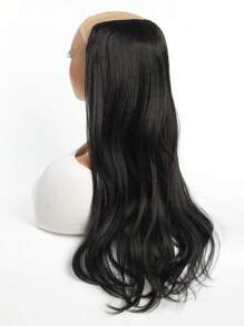 4 片装长波浪夹式接发合成耐热一体式假发黑色女士假发 - 黑色 - 查看 5