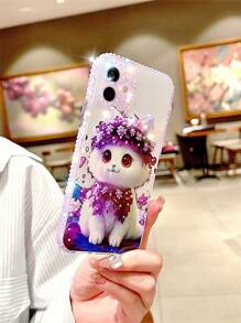 镶钻猫咪图案手机壳，兼容 15/15Plus/15Pro/15Pro Max国际版，非国内版 - 彩色 - 查看 2