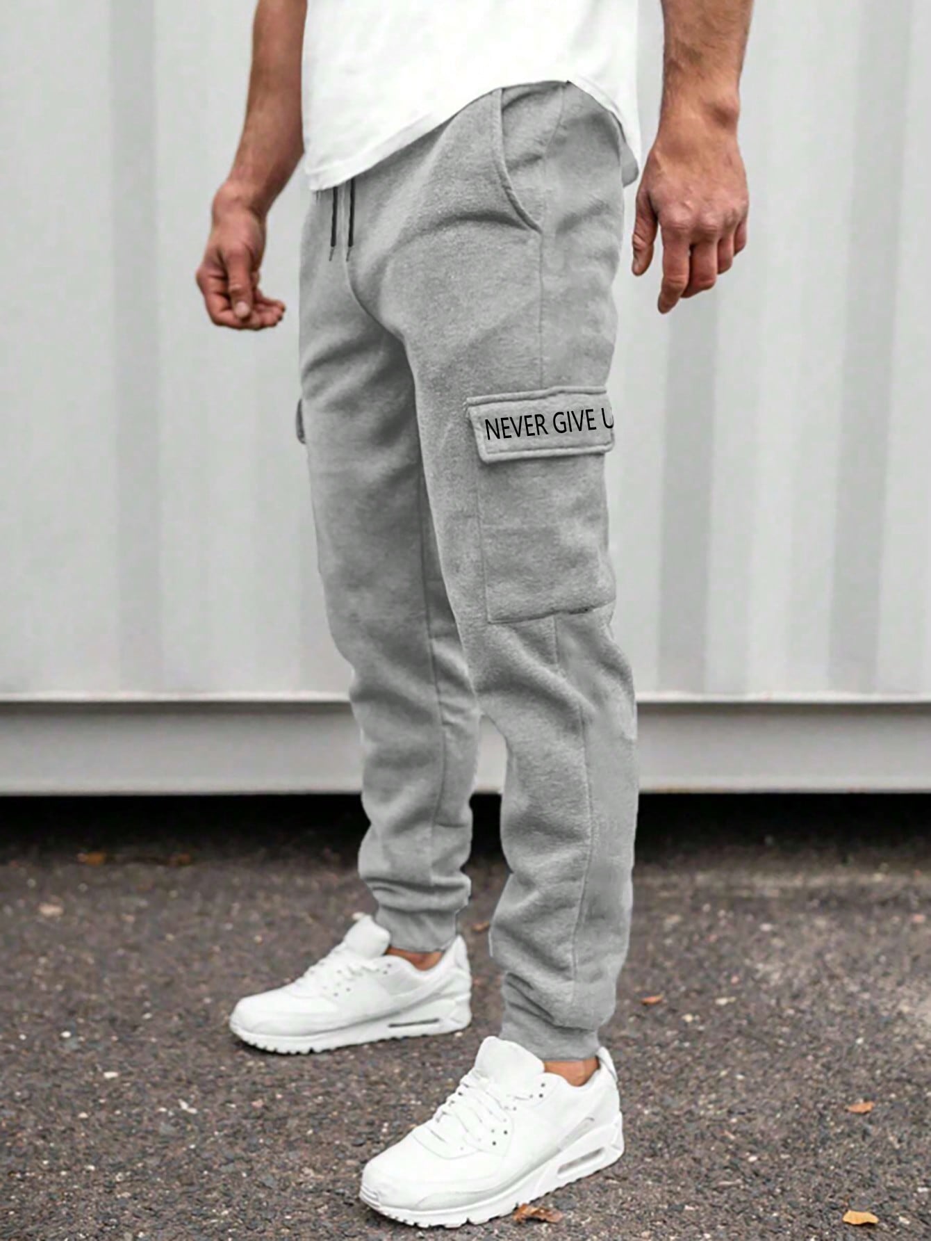 Manfinity Dauomo Men's Letter Printed Workwear Jogger Pants