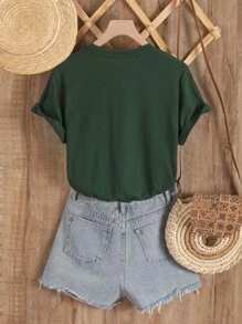 SHEIN LUNE 夏季心形花與蝴蝶印花短袖t恤