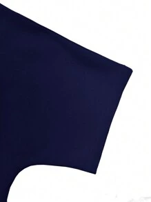 純色蝙蝠翼袖繫帶連身褲