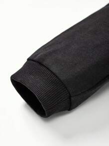 Cozy Pixies Baby Boy Striped Letter Graphic Hoodie & Sweatpants - Black and White - View 4