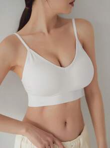 DAZY Camisola sencilla de punto con costilla en un solo color y espalda descubierta