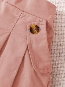 SHEIN Conjunto de falda plisada de unicolor para niña con patrón de osito de dibujos animados en la parte superior de manga corta, para el verano - Rosa - Ver 7