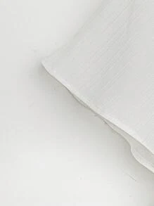 SHEIN LUNE Plus Size Áo trắng tay ngắn và quần dài 2 món cho mùa hè - trắng - Xem 3