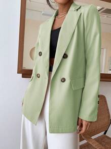 Chiquease Blazer à manches longues et décoration de boutons pour femmes, Autres - Vert - Voir 7