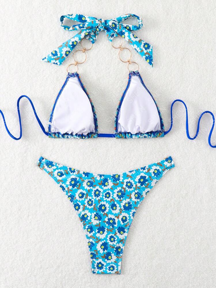Women's Printed Patchwork Swimwear Set Summer
