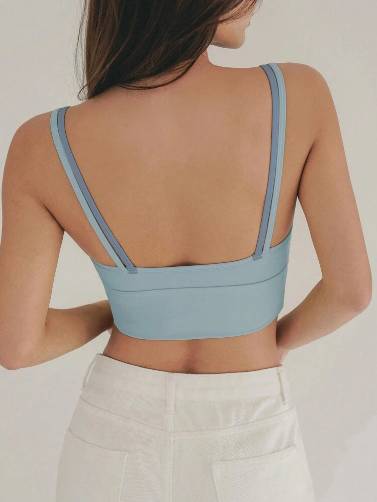 Women Color Contrast 2 In 1 Sports Camisole Lingerie